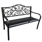 Záhradná kovová lavička – 127cm, čierna